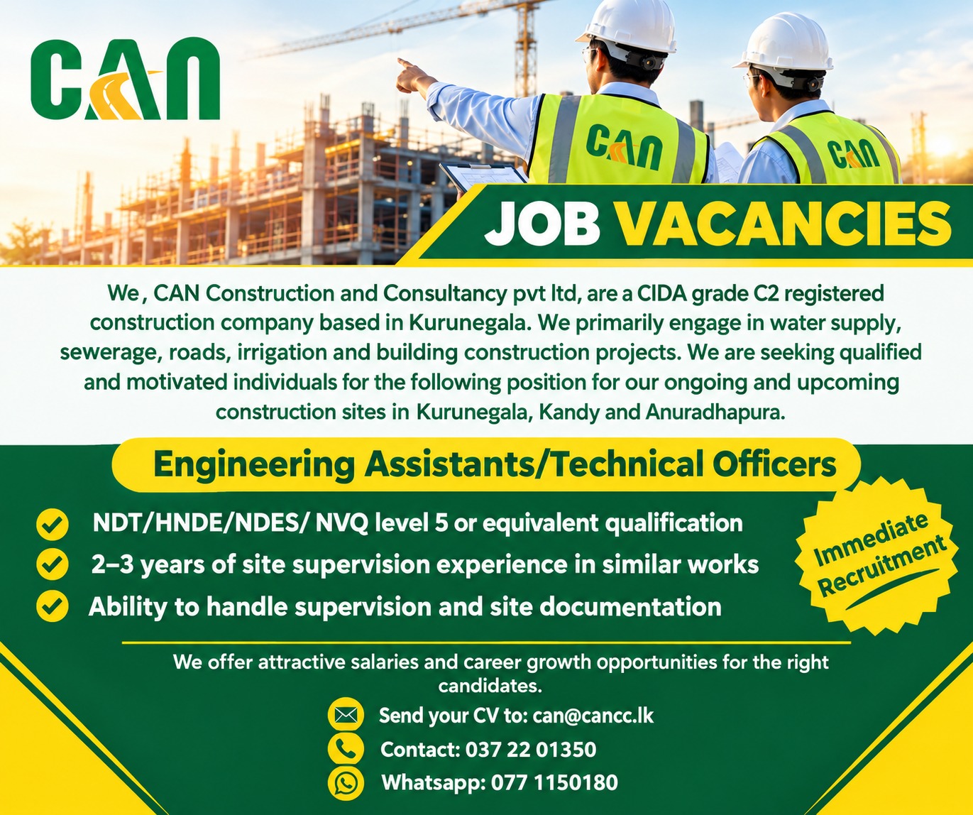 Engineering Assistants / Technical Officers at CAN Banner