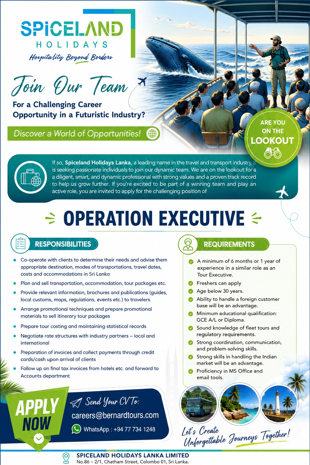 Operation Manager at SPICELAND HOLIDAY  Banner
