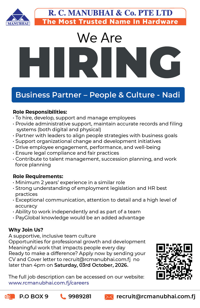 Business Partner  at Pacific Islands Jobs Banner