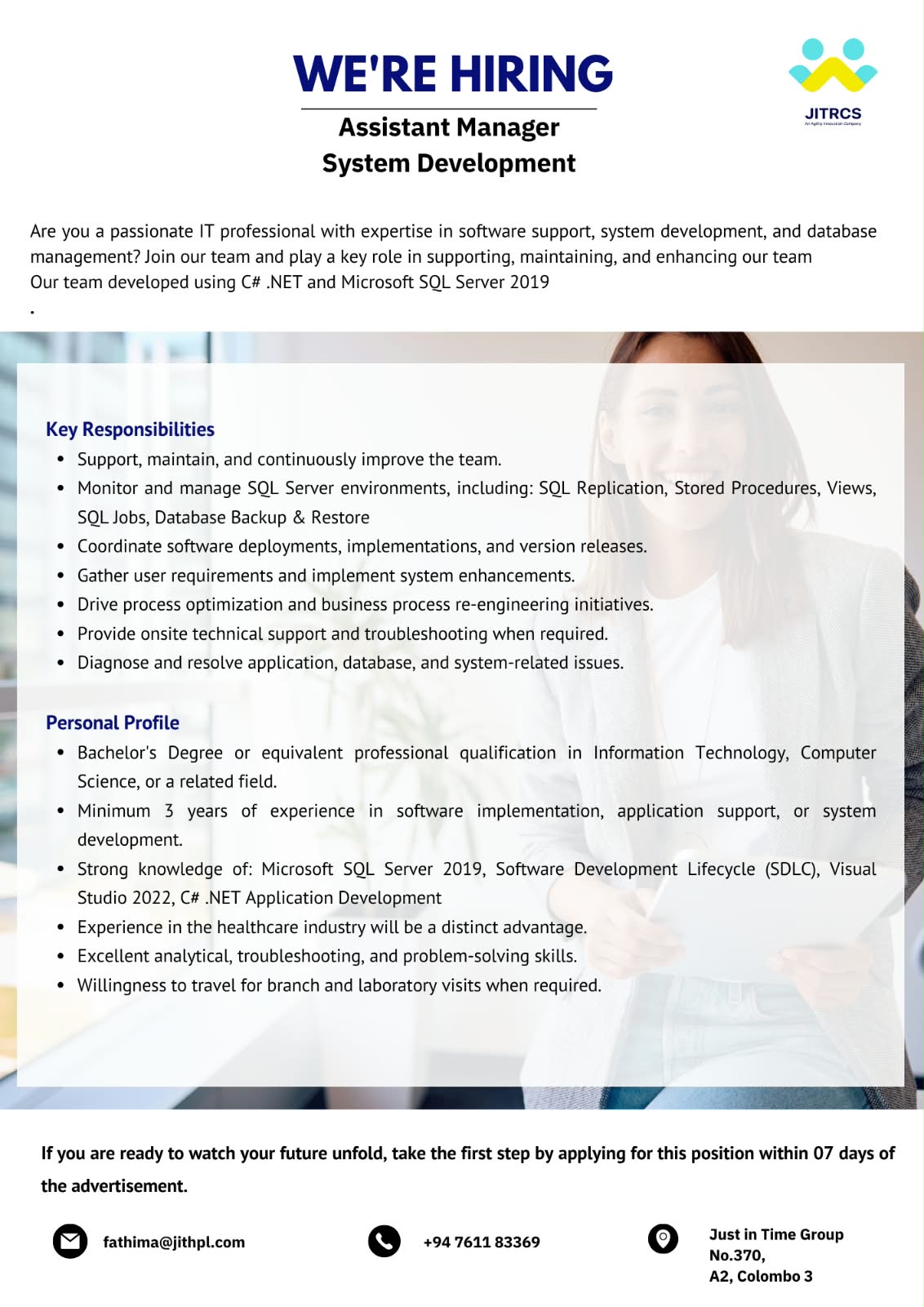 Assistant Manager  at JITRCS  Banner