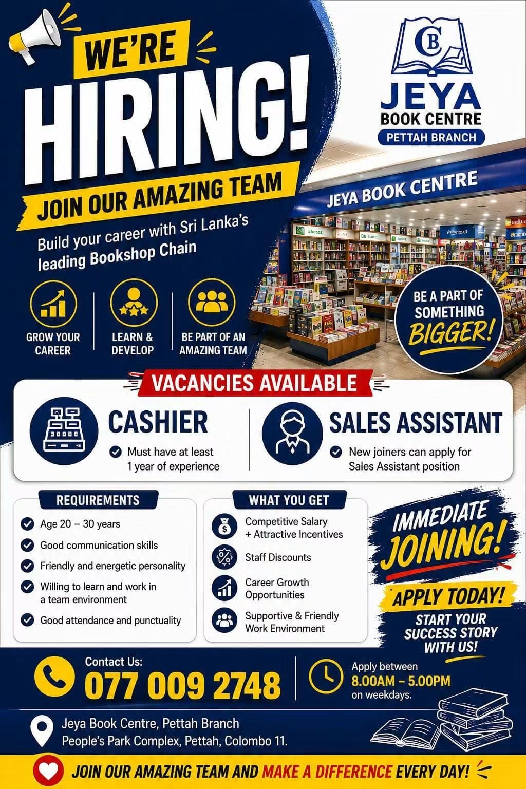 Cashier at Jeya Book Center  Banner