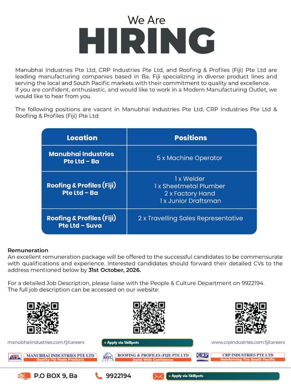 welder at Pacific Islands Jobs Banner