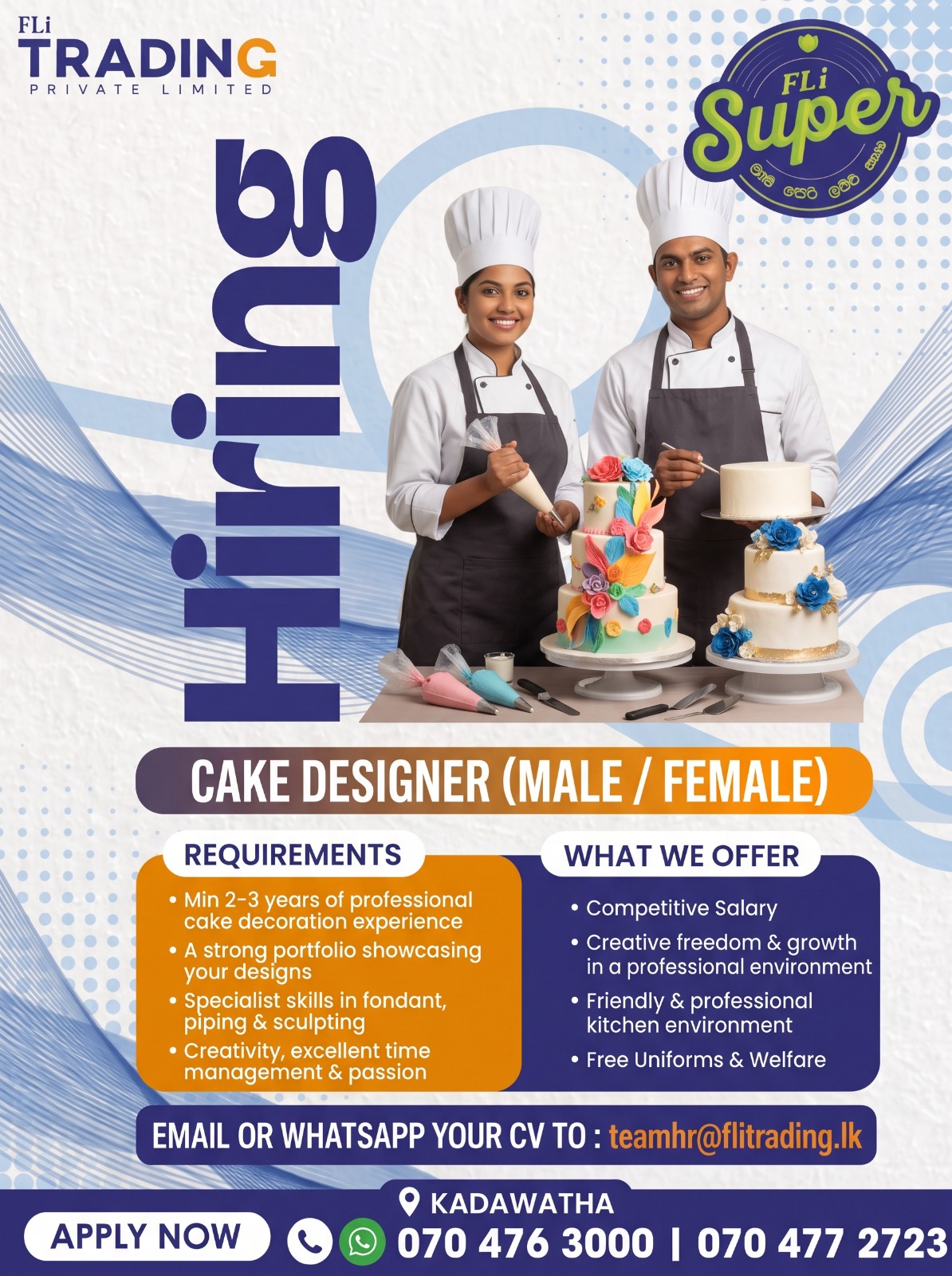 Cake Designer at FLi TRADING (Pvt) Ltd Banner