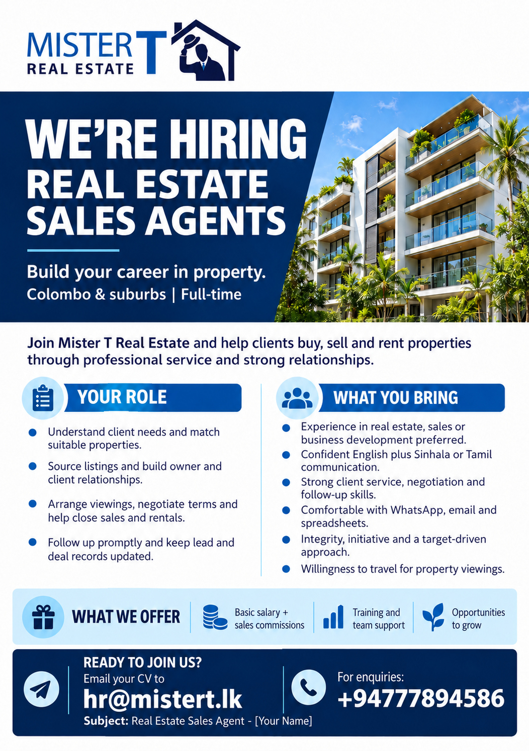Real Estate Sales Agent at Mistert Real Estate Banner