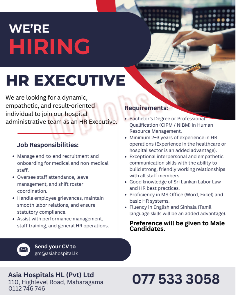 HR Executive  at Asia Banner