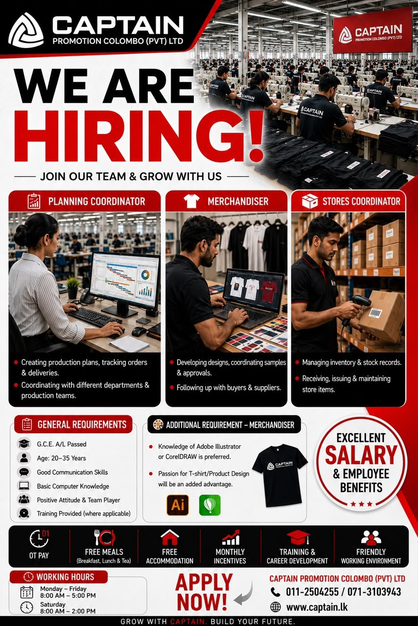 Helper-Male and Female  at Captain Promotion Colombo (Pvt) Ltd Banner