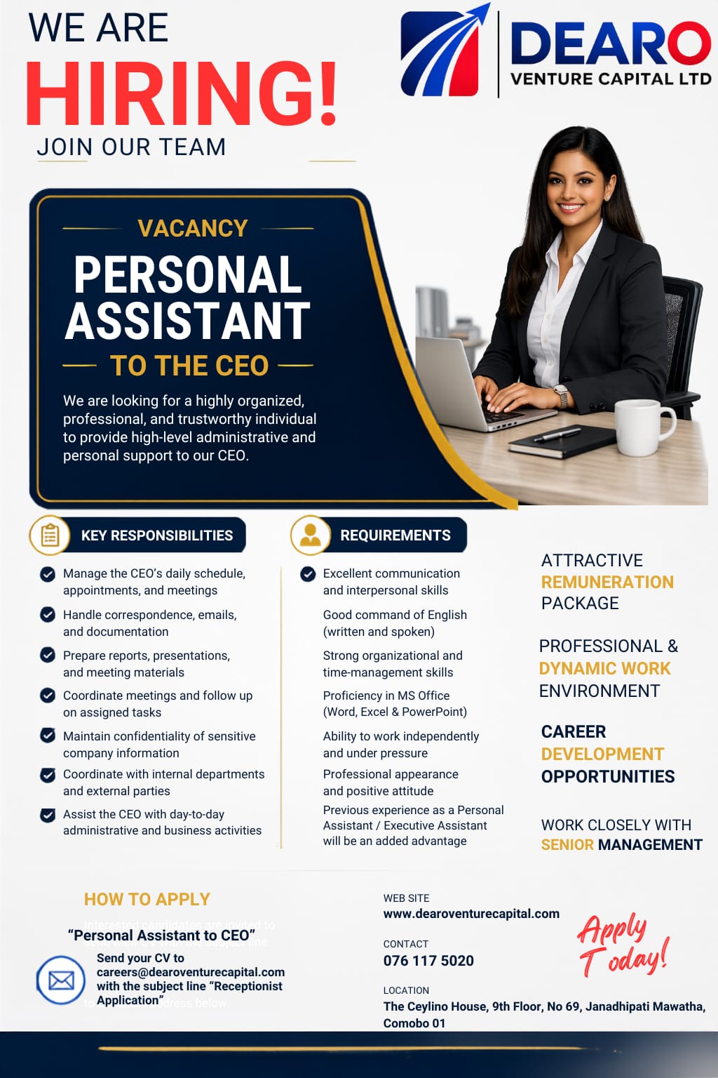 Personal Assistant (to CEO) at Dearo ventures Capital  Banner