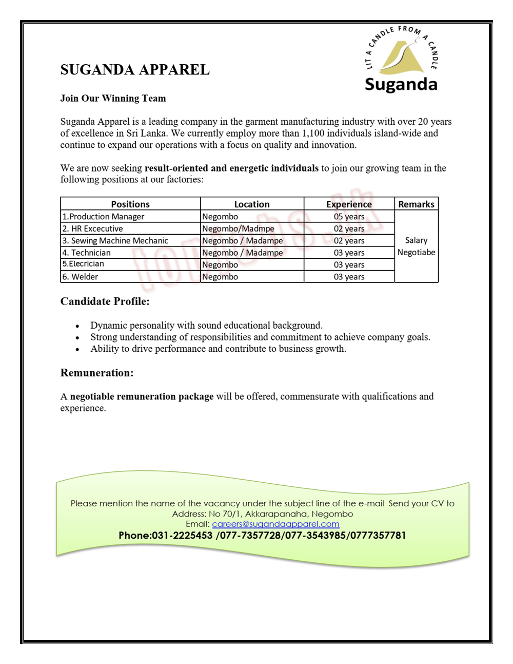 Production Manager  at Suganda  Banner