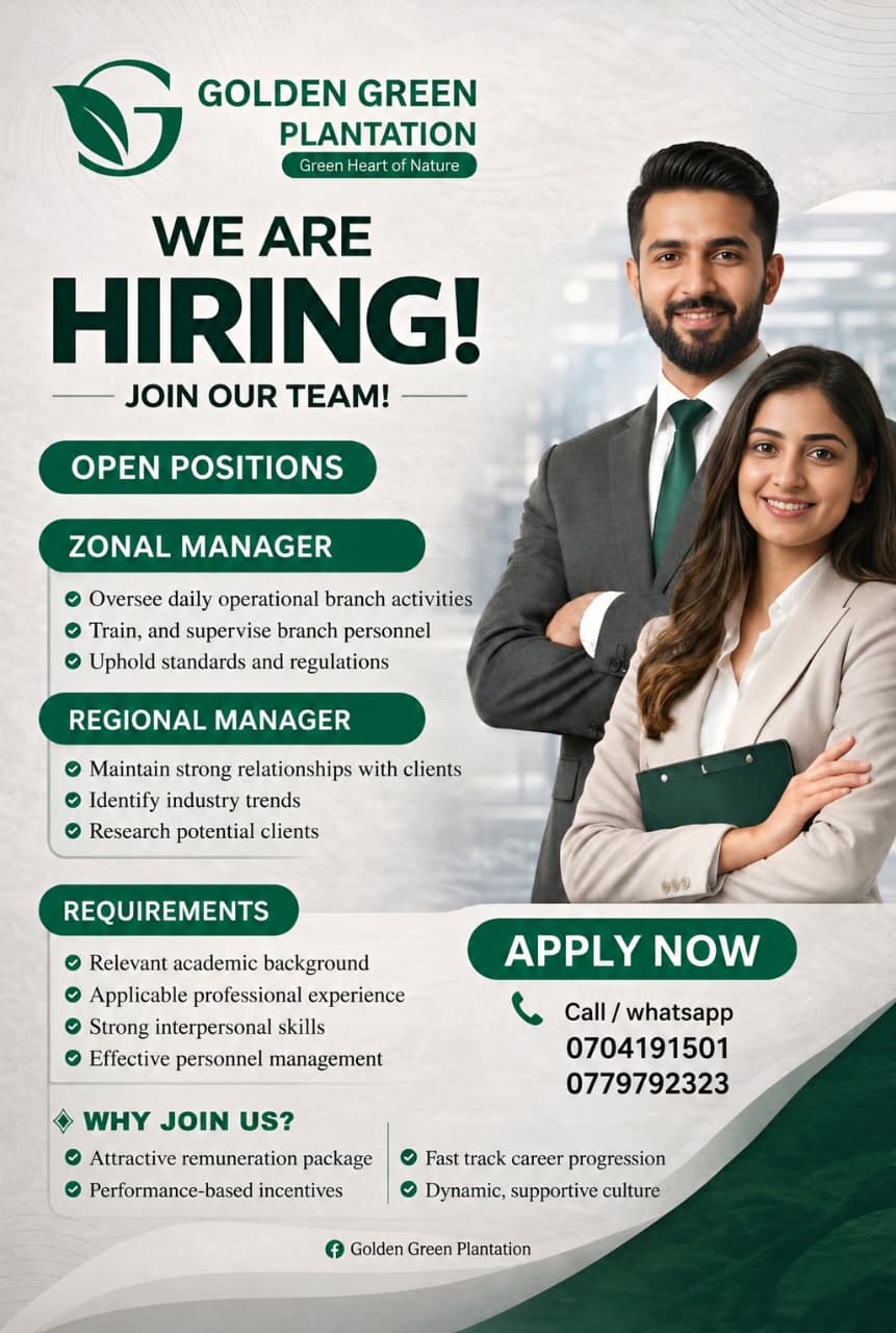 Zonal Manager at Golden Green Plantation Banner