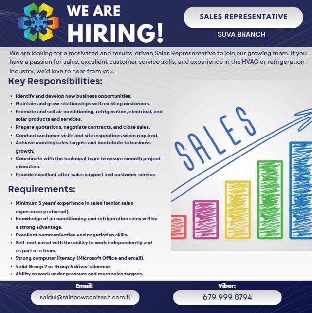 Sales Representative  at Pacific Islands Jobs Banner
