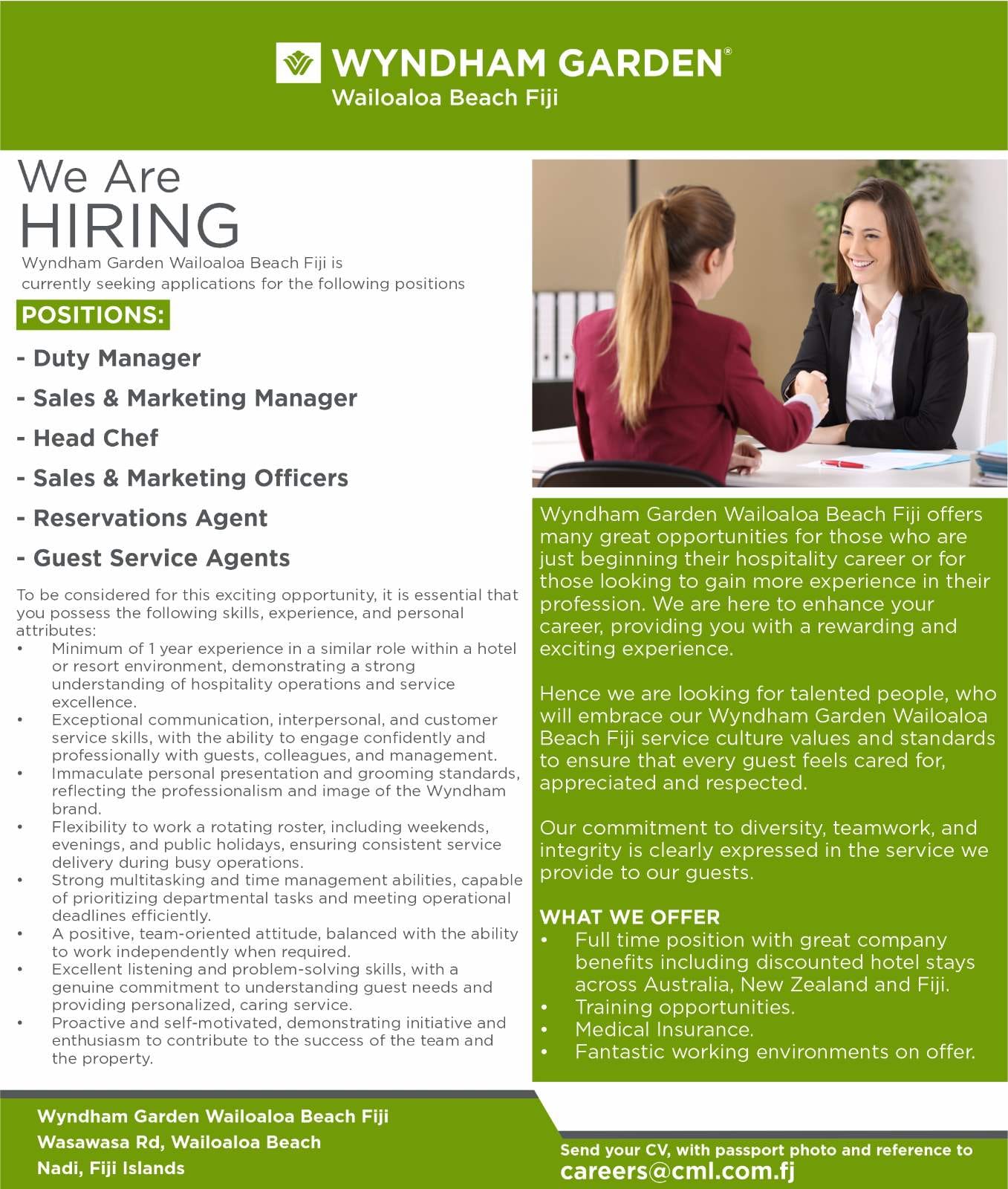 Guest Service Agent  at Pacific Islands Jobs Banner