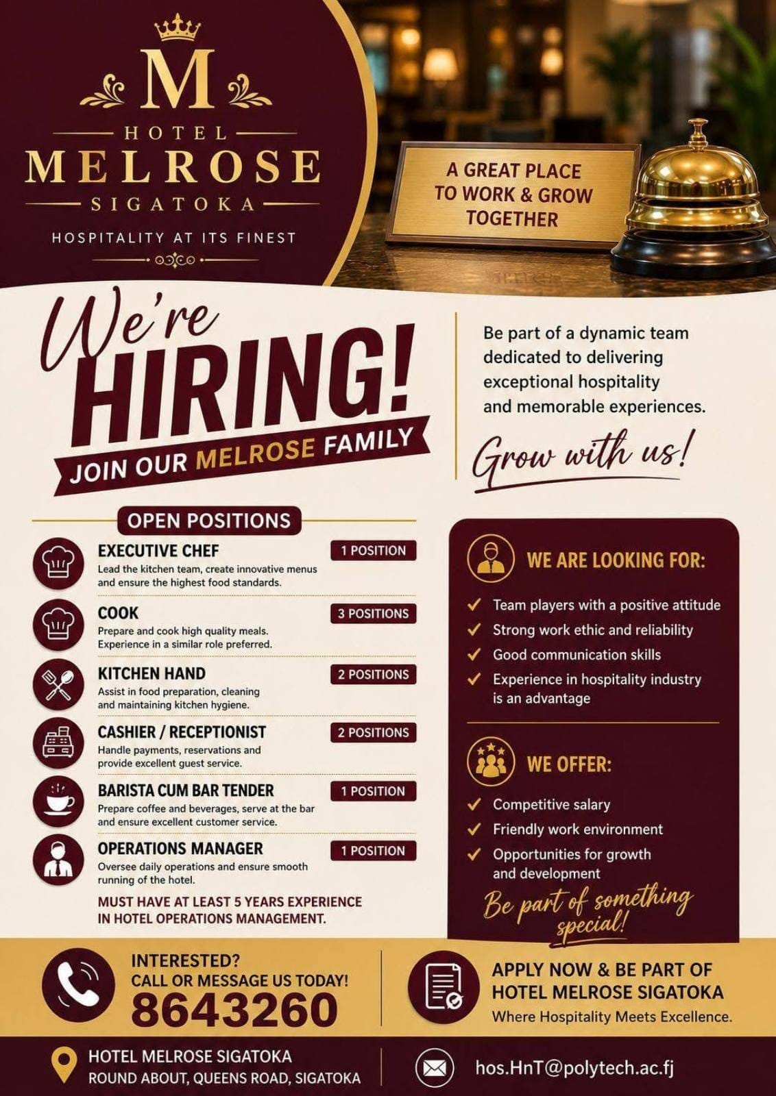 Cook  at Pacific Islands Jobs Banner