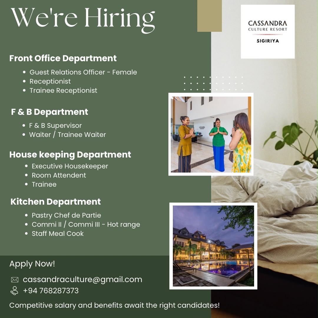 Receptionist at Cassandra Culture Resort  Banner