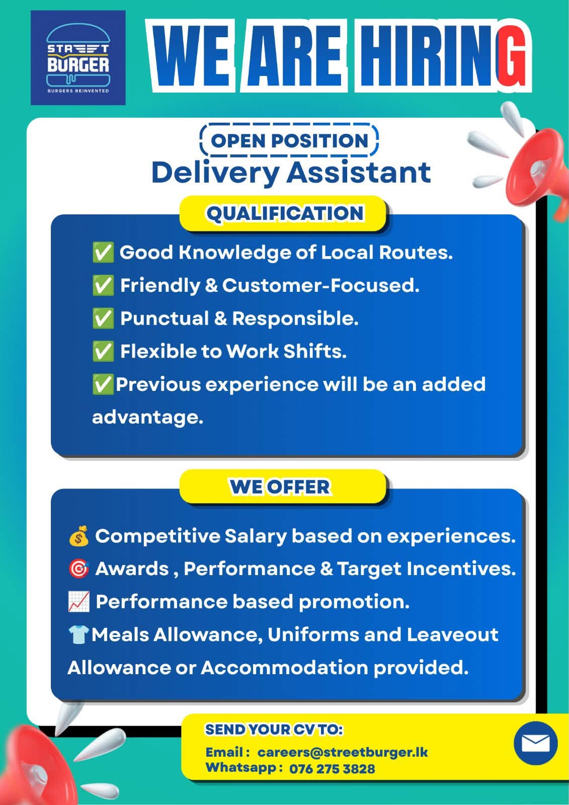 DELIVERY ASSISTANT at SKILLPOTS SRI LANKA Banner