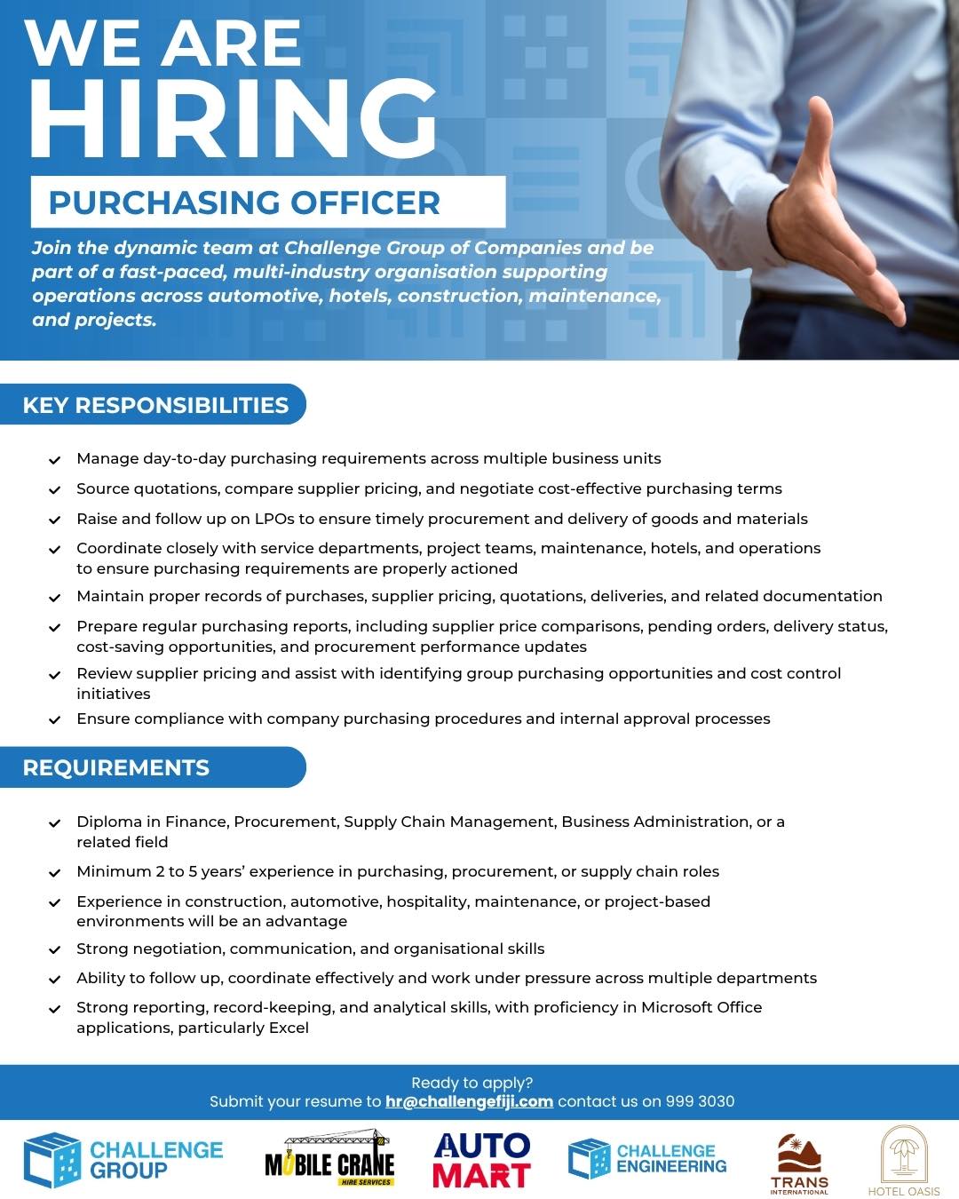 Purchasing Officer  at Pacific Islands Jobs Banner