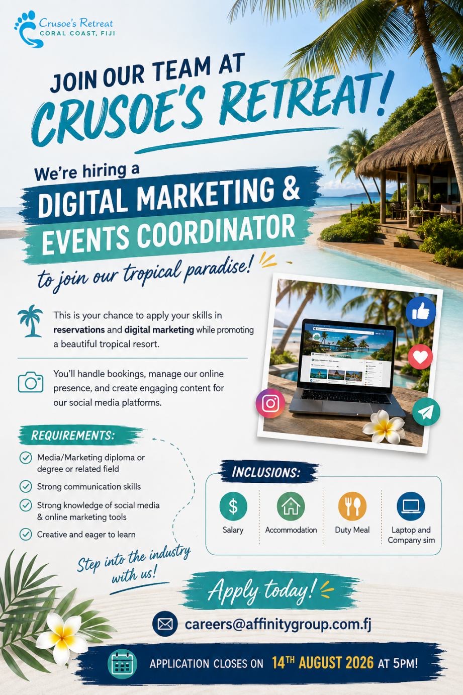 DIGITAL MARKETING & EVENTS COORDINATOR at Pacific Islands Jobs Banner